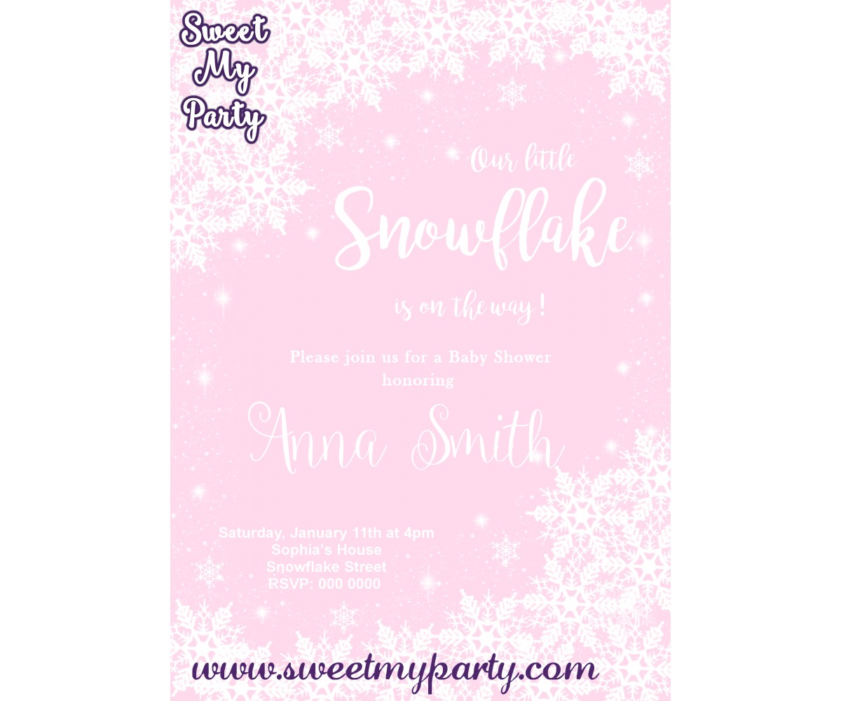 Winter Wonderland Baby Shower Invitation pink,(005)